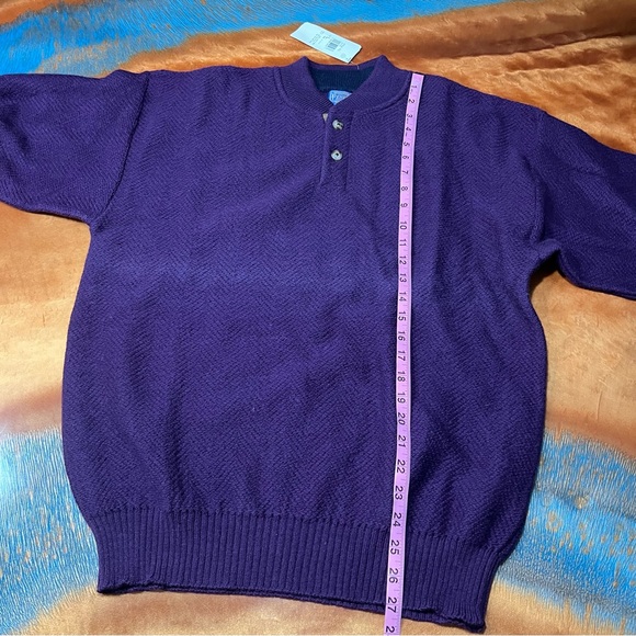 Vintage Pendleton Wool Crewneck Sweater size large USA purple elbow patches - Picture 9 of 11